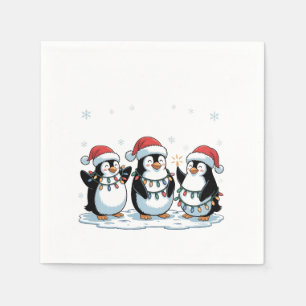 Cute Penguin Wearing Santa Hat Xmas Penguin Lover Napkin