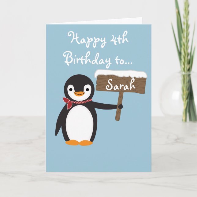 Cute Penguin Wearing Scarf Design Card (Front)