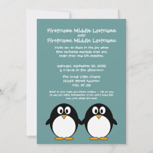 Cute Penguin Wedding Invitation