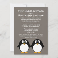 Cute Penguin Wedding Invitation