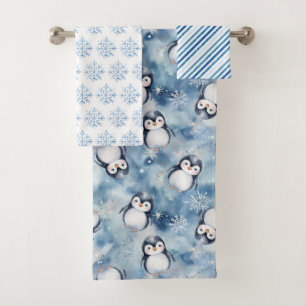 Cute Penguin Winter  Bath Towel Set