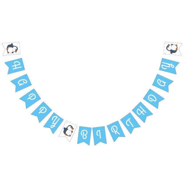 Cute Penguin Winter Kids Birthday Party Bunting (All)