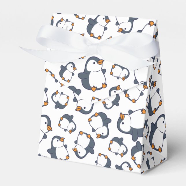 Cute Penguin Winter Kids Birthday Party Favour Box (Front Side)