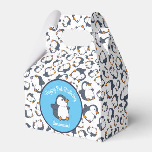 Cute Penguin Winter Kids Birthday Party Favour Box