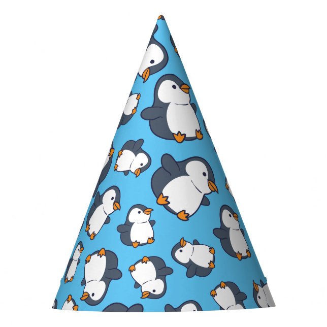 Cute Penguin Winter Kids Birthday Party Party Hat (Front)