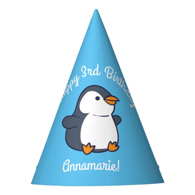 Cute Penguin Winter Kids Birthday Party Party Hat (Front)