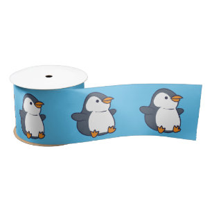 Cute Penguin Winter Kids Birthday Party Satin Ribbon