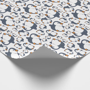 Cute Penguin Winter Kids Birthday Party Wrapping Paper