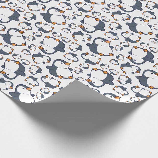 Cute Penguin Winter Kids Birthday Party Wrapping Paper (Corner)