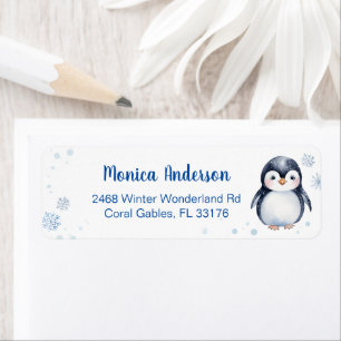 Cute Penguin Winter Personalised Label Return Address Label