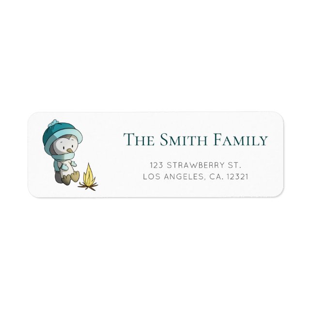 Cute Penguin Winter Return Address Label (Front)