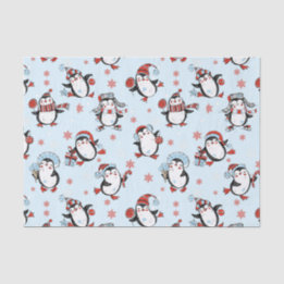 Cute Penguin Winter Season Pattern Tissue Paper