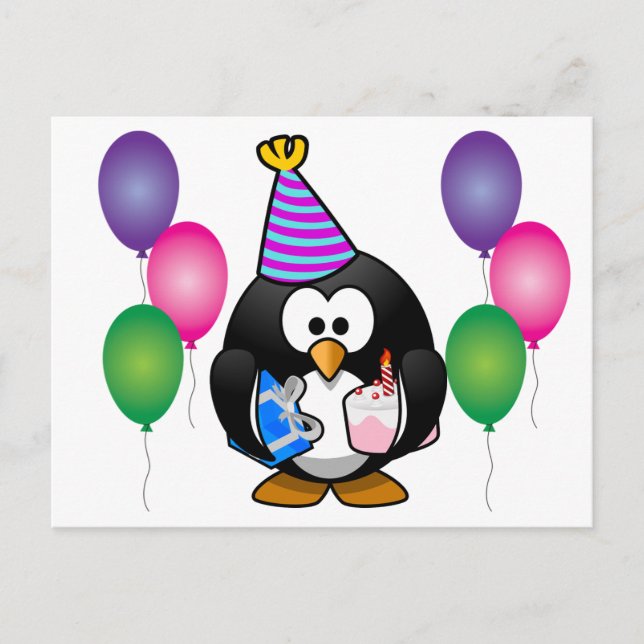 Cute Penguin with balloon Postcard (Front)