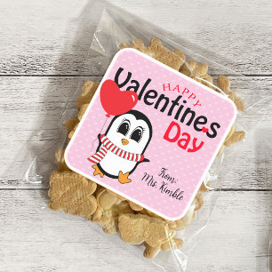 Cute Penguin with Balloon Valentine Sticker