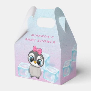 Cute Penguin with Big Eyes Ice Baby girl Shower  Favour Box