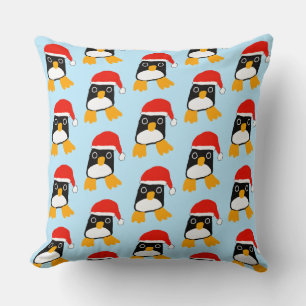 Cute Penguin With Christmas Hat Cushion