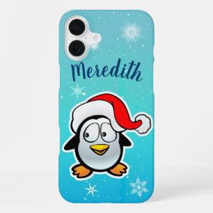 Cute Penguin With Christmas Hat iPhone 16 Plus Case