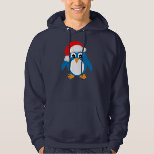 Cute Penguin With Christmas Santa Hat Hoodie