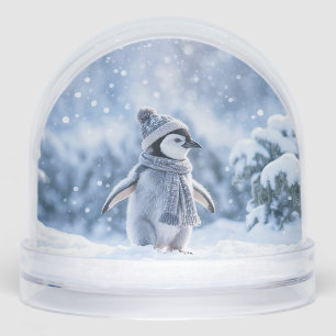 Cute Penguin with Hat and Scarf Christmas Holiday Snowglobe