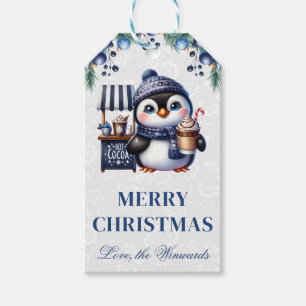 Cute Penguin with Hot Chocolate Christmas Gift Tags