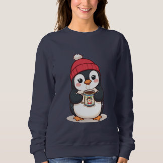 Cute Penguin with Hot Cocoa Sweatshirt