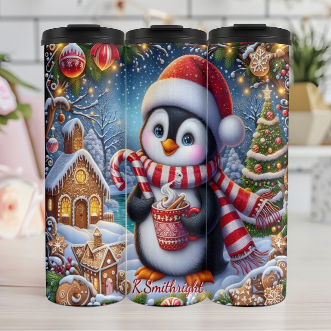Cute Penguin with Hot Cocoa Thermal Tumbler (Creator Uploaded)