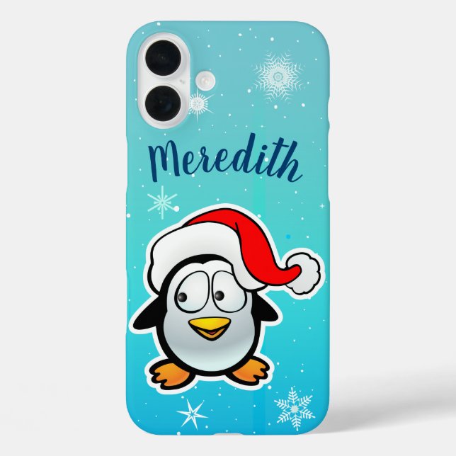 Cute Penguin With Santa Claus Hat Cartoon Case-Mate iPhone Case (Back)