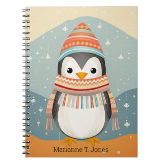 Cute Penguin with Scarf and Hat Spiral Notebook