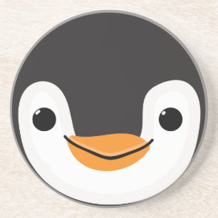 Cute Penguin With Scarf and Sign Coaster