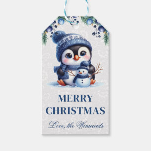 Cute Penguin with Snowman Christmas Gift Tags