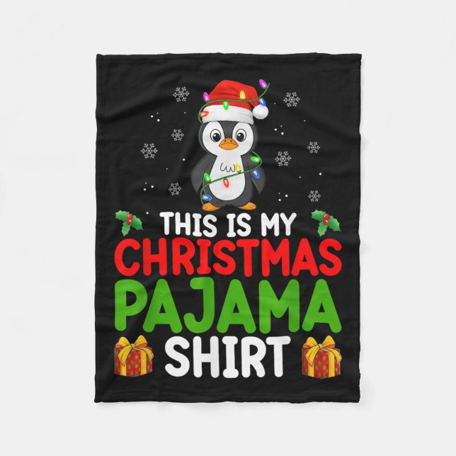 Cute Penguin Xmas Lights Santa This Is My Christma Fleece Blanket (Front)