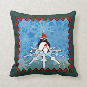 Cute Penguins and Bunny Winter Cushion