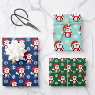 Cute penguins and snowflakes Christmas Wrapping Paper Sheet