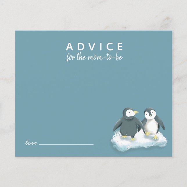 Cute Penguins Blue Advice for Mummy Card (Front)