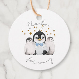 Cute Penguins Blue Thankyou Favour Tags