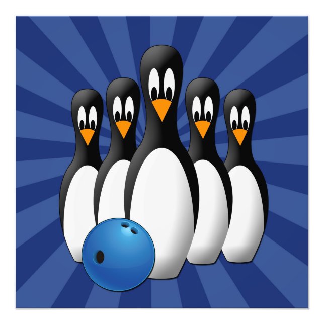 Cute Penguins Bowling Pins 24x24 Print (Front)