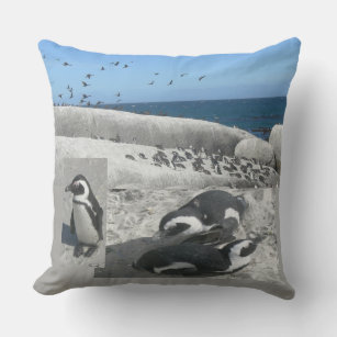 Cute Penguins Collage Throw Pillow