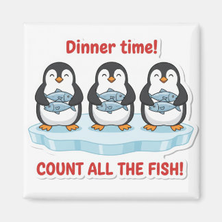 Cute Penguins Dinner Time Counting Fish Math Game  Magnet
