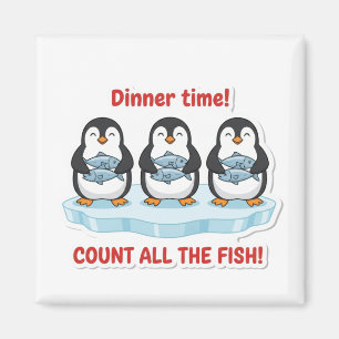 Cute Penguins Dinner Time Counting Fish Math Game  Magnet