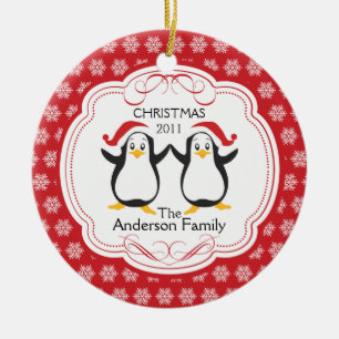 Cute Penguins Family of 2 Christmas Ornament