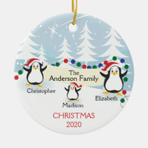 Cute Penguins Family of 3 Christmas Ornament