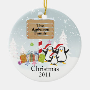 Cute Penguins Family of 3 Christmas Ornament