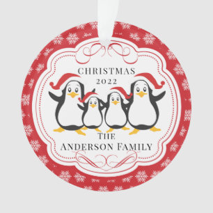 Cute Penguins Family of 4 Christmas Ornament