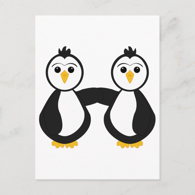Cute Penguins Holding Hands Postcard (Front)