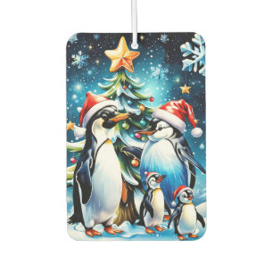 Cute penguins in a cheerful cartoon style, car air freshener