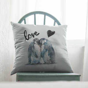 Cute penguins in love gift idea for Valentine Cushion