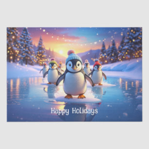 Cute Penguins in Winter Hats Tissue Paper