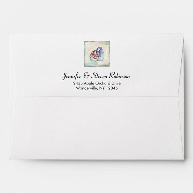 Cute Penguins in Winter Scarves and Hats Envelopes (Back (Top Flap))