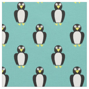 Cute Penguins Kids Baby Nursery Teal Fabric