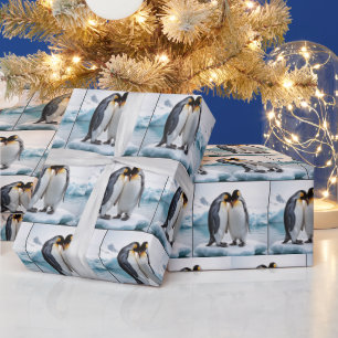 Cute Penguins On A Glacier Wrapping Paper
